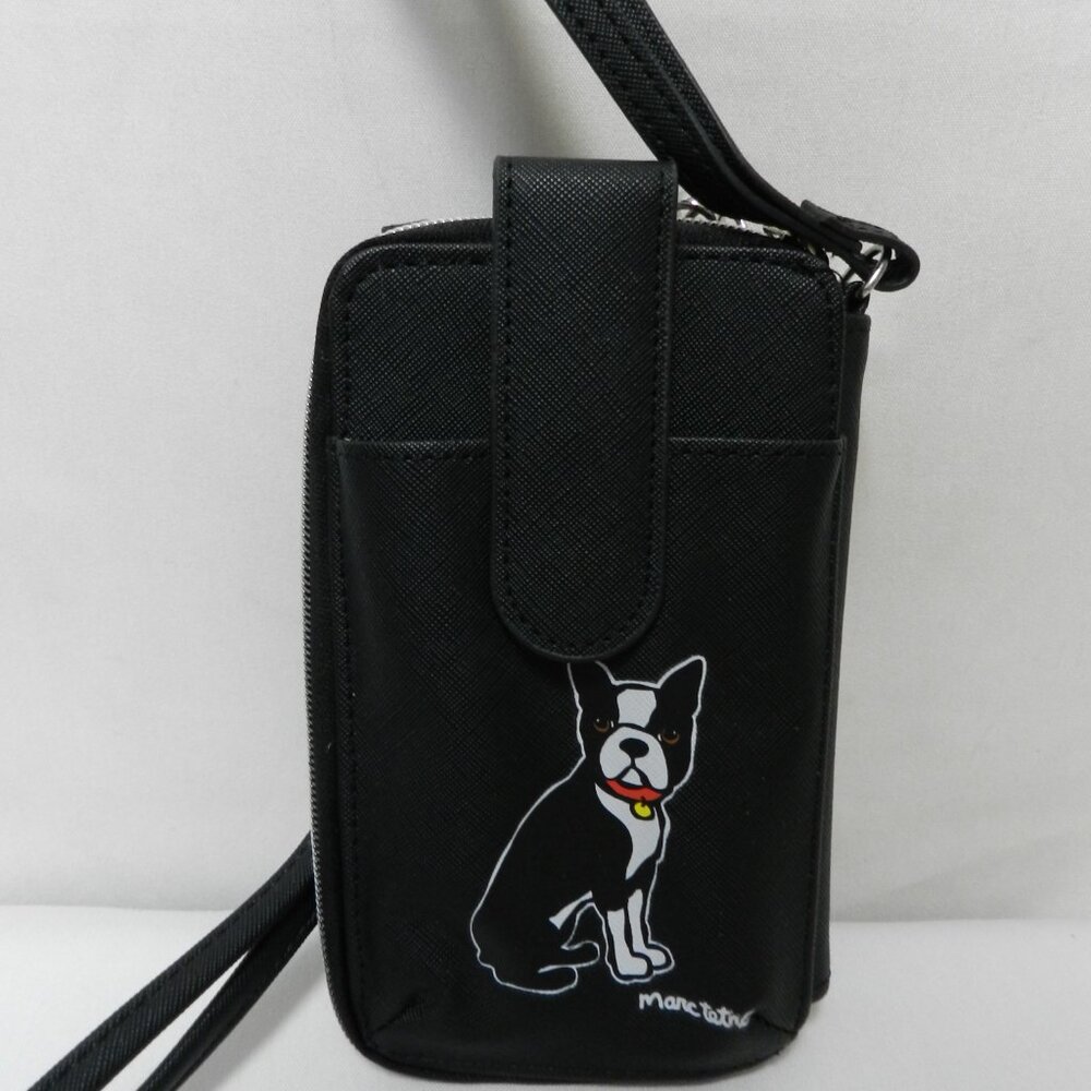 Marc Tetro Boston Terrier convertible Crossbody Phone bag Wristlet Zip Around
